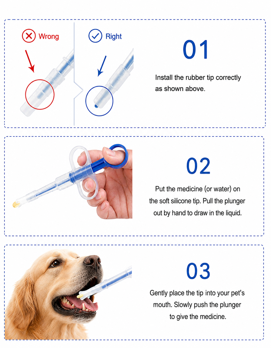 Dog Medicine Feeder Syringe with 2 Silicone Tips
