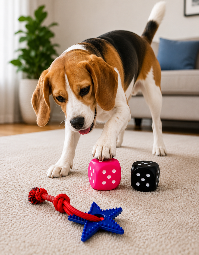 Squeaky Dice & Star Rope Dog Toy Set for Medium Breeds