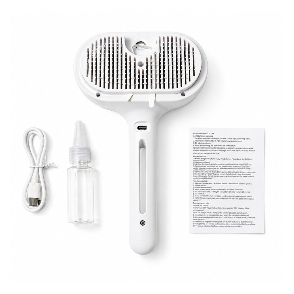 Water Mist Self-Cleaning Grooming Brush for Dogs (USB Rechargeable)