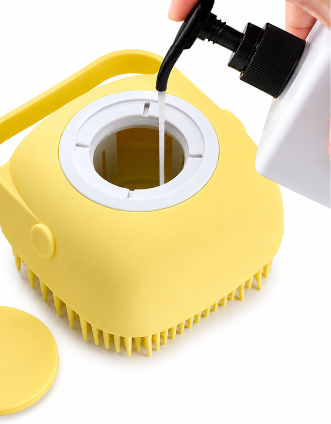Soft Silicone Dog Bath Brush with Shampoo Dispenser
