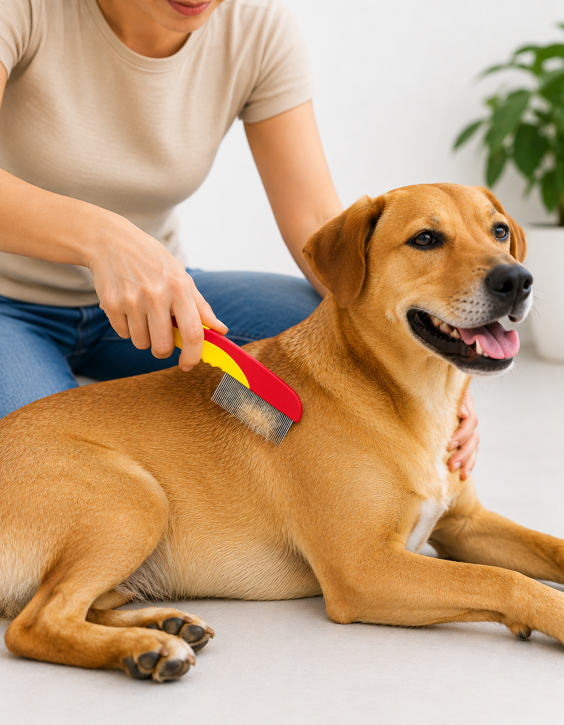 Dog Flea & Tick Removal Stainless Steel Comb for Short-Haired Dogs